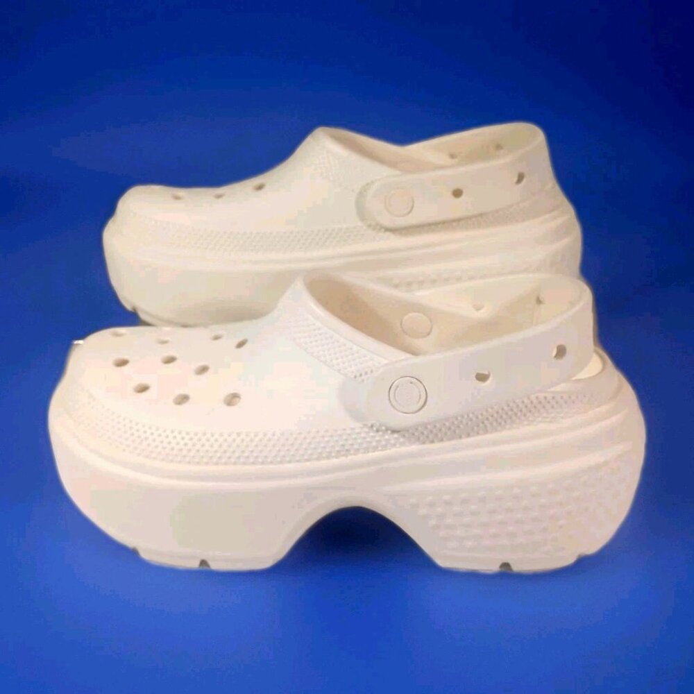 CROCS WOMEN 10 CHUNKY PLATFORM SOLE BONE WHITE STOMP MEGA CHALK CLOG COMFY SLIDE - Picture 5 of 8